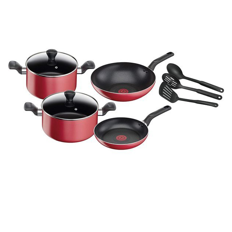 سرویس پخت و پز 9 پارچه تفال رنگ قرمز مدل TEFAL SUPER COOK