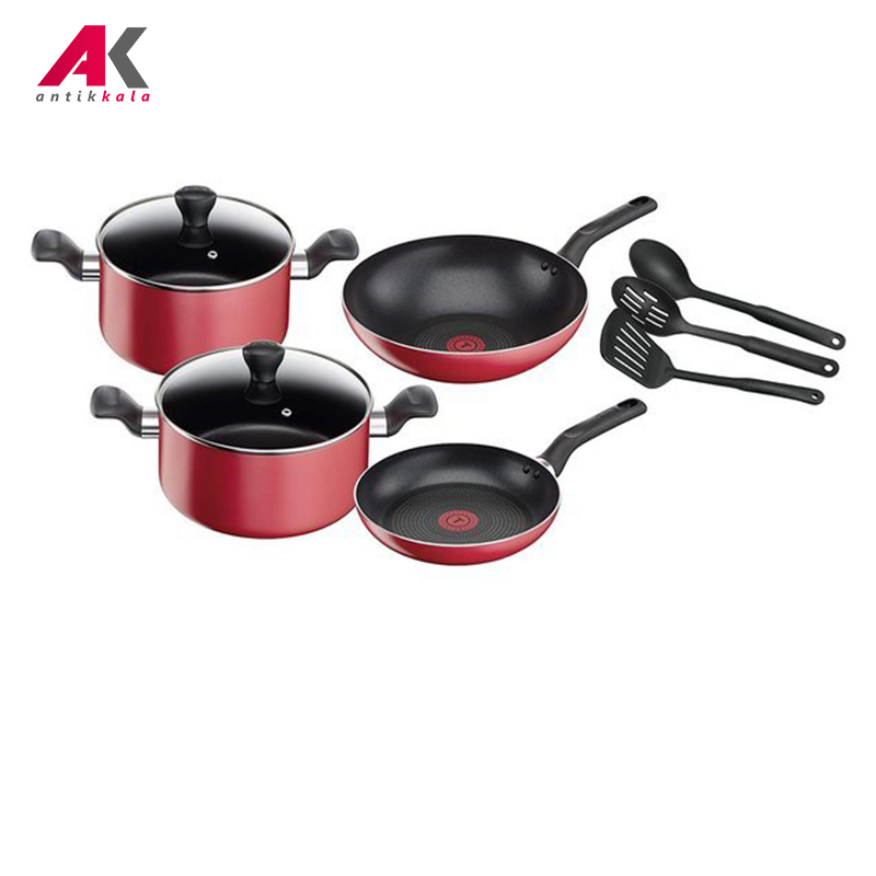 سرویس پخت و پز 9 پارچه تفال رنگ قرمز مدل TEFAL SUPER COOK